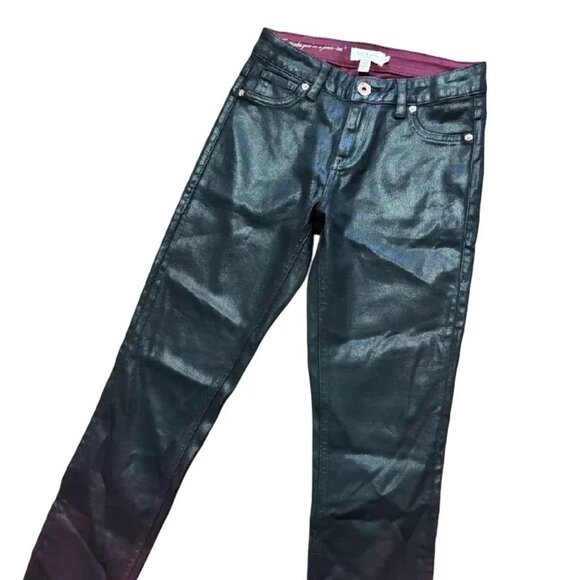 NEW TED BAKER London  Waxed Low Rise Ombre Skinny Jeans in Black Red SZ 26 - Picture 3 of 9